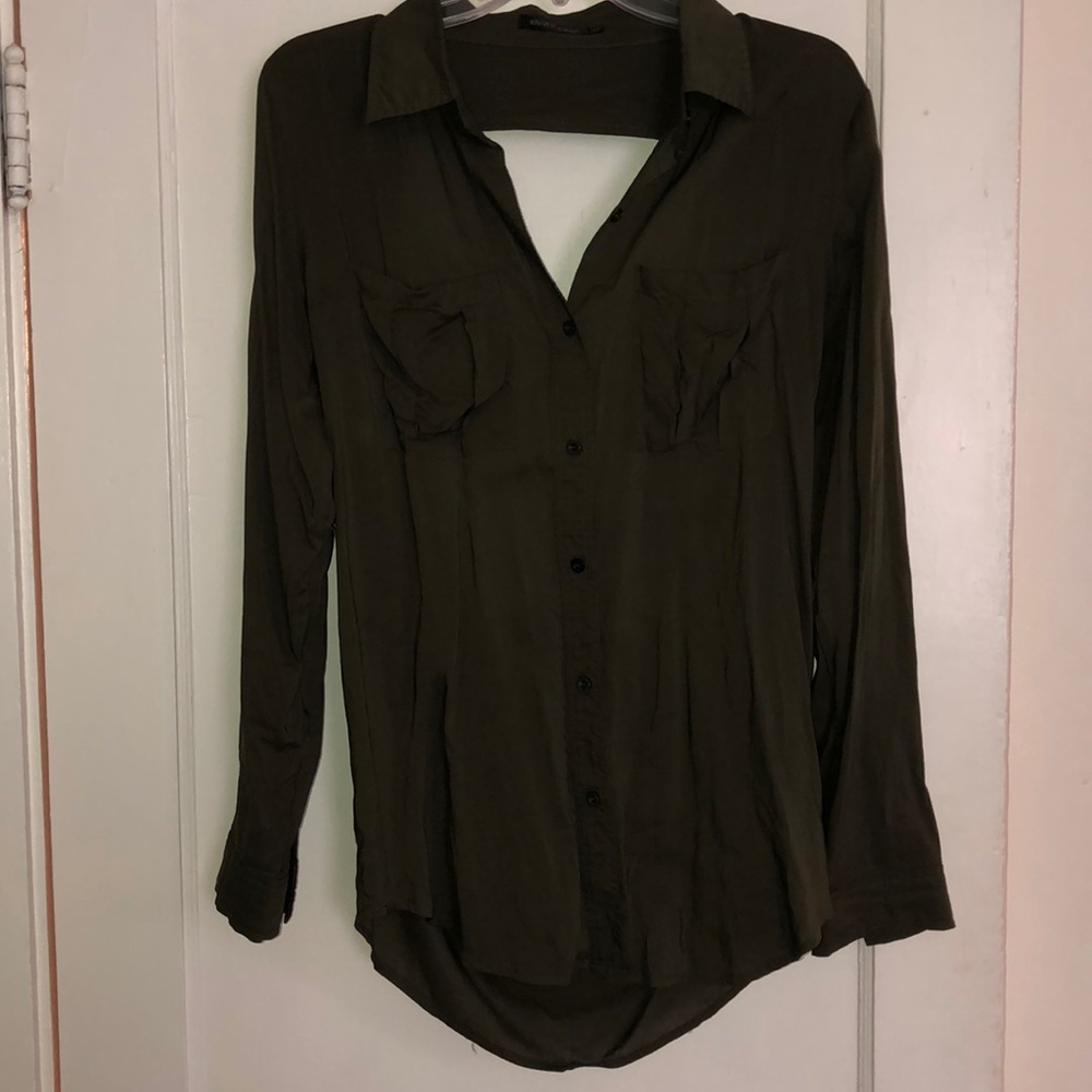 LF Open back Army Green Button-Up